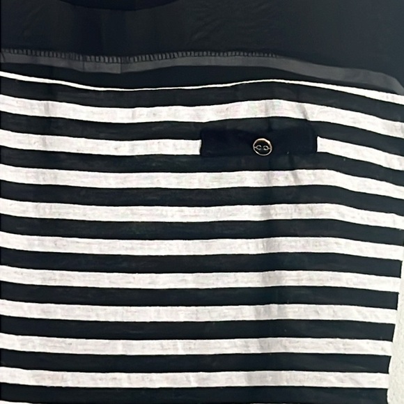 Charlotte Russe - black and white stripe top size S mesh nude sheer - Picture 3 of 4